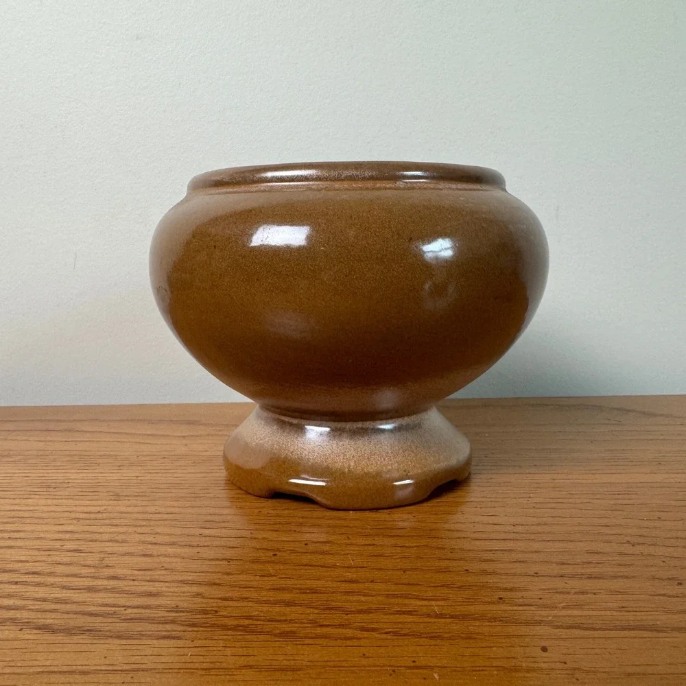Frankoma Pottery‎ 22A Brown Ceramic Bulbous Vase Planter
